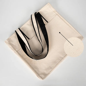 Custom Printed Zippered Canvas Tote Bag – 16" × 14" × 4" (40 × 35 × 10 cm) – Front Pockets – Black Handle - Pamusan.com