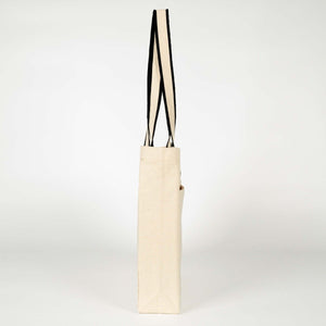 Custom Printed Zippered Canvas Tote Bag – 16" × 14" × 4" (40 × 35 × 10 cm) – Front Pockets – Black Handle - Pamusan.com