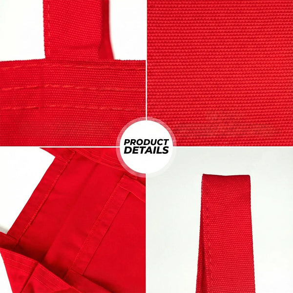 Custom Red Canvas Tote Bag - 300 gsm Premium Cotton (14" x 16") - Pamusan.com