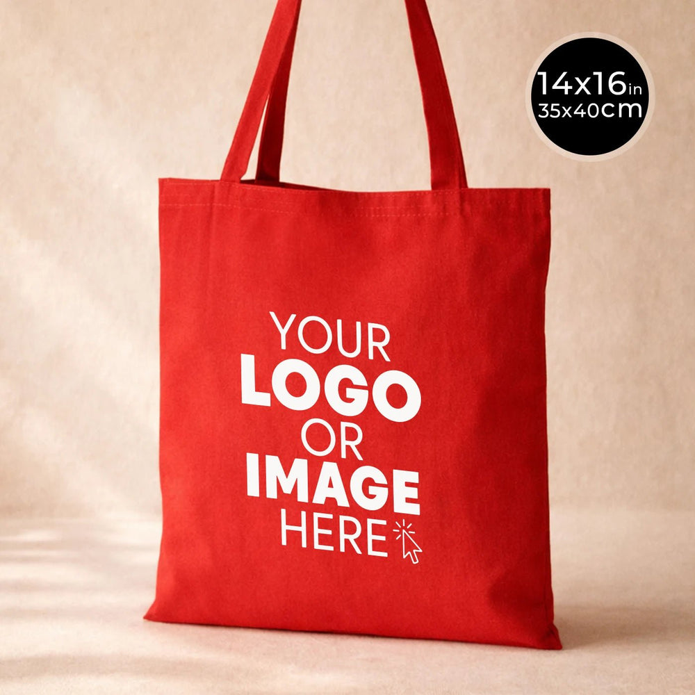 Custom Red Canvas Tote Bag - 300 gsm Premium Cotton (14" x 16") - Pamusan.com