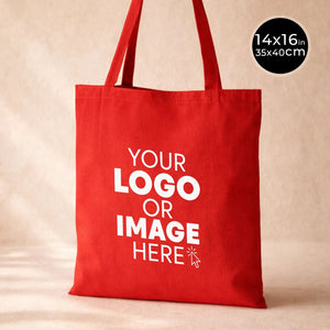 Custom Red Canvas Tote Bag - 300 gsm Premium Cotton (14" x 16") - Pamusan.com