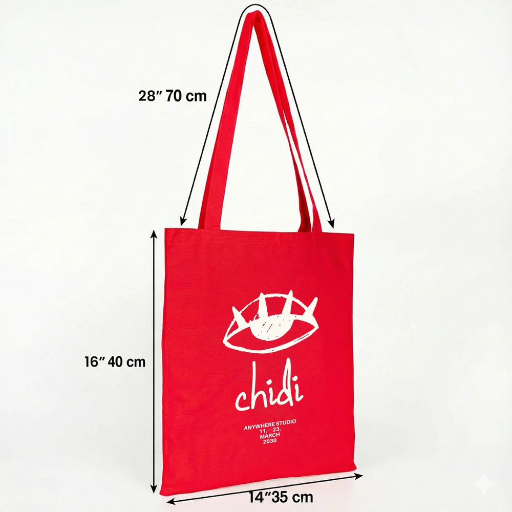 Custom Red Canvas Tote Bag - 300 gsm Premium Cotton (14" x 16") - Pamusan.com