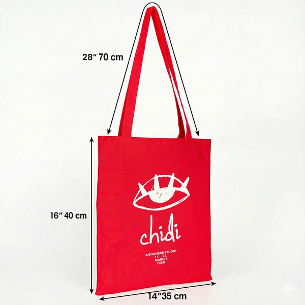 Custom Red Canvas Tote Bag - 300 gsm Premium Cotton (14" x 16") - Pamusan.com