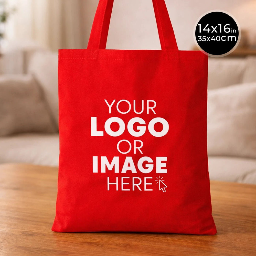 Custom Red Raw Cotton Tote Bag – Logo Print, Reusable & Durable - Pamusan.com