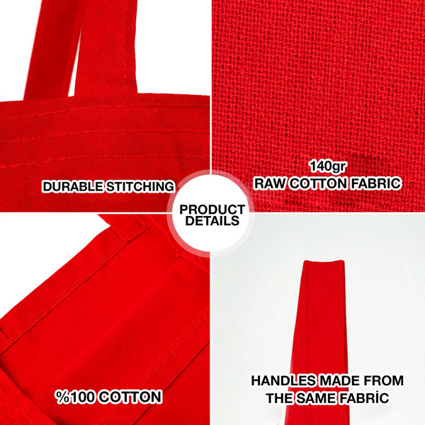 Custom Red Raw Cotton Tote Bag – Logo Print, Reusable & Durable - Pamusan.com