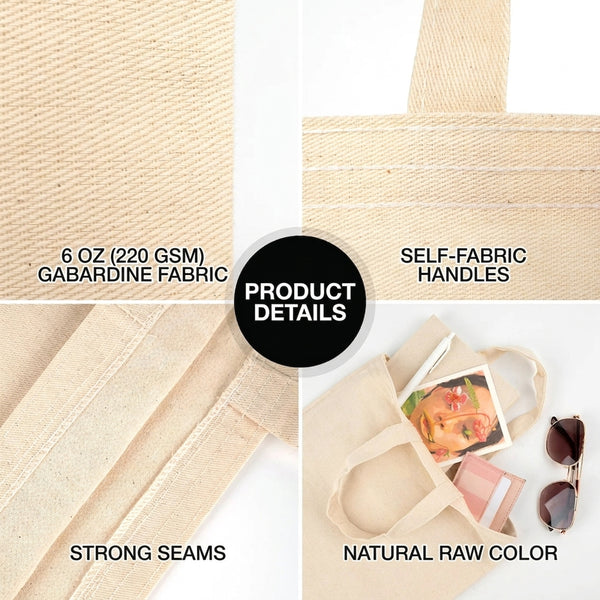 Custom Short Handle Tote Bag 12"x14" With Logo – fabric and stitching detail – Pamusan.com