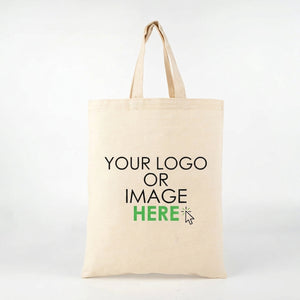 Custom Short Handle Tote Bag 12"x14" With Logo – blank print area mockup – Pamusan.com