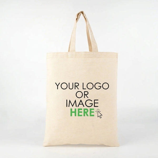 Custom Short Handle Tote Bag 12"x14" With Logo – blank print area mockup – Pamusan.com