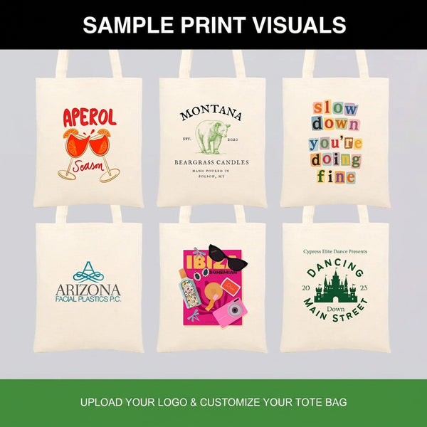 Custom Short Handle Tote Bag 12"x14" With Logo – sample printed designs – Pamusan.com