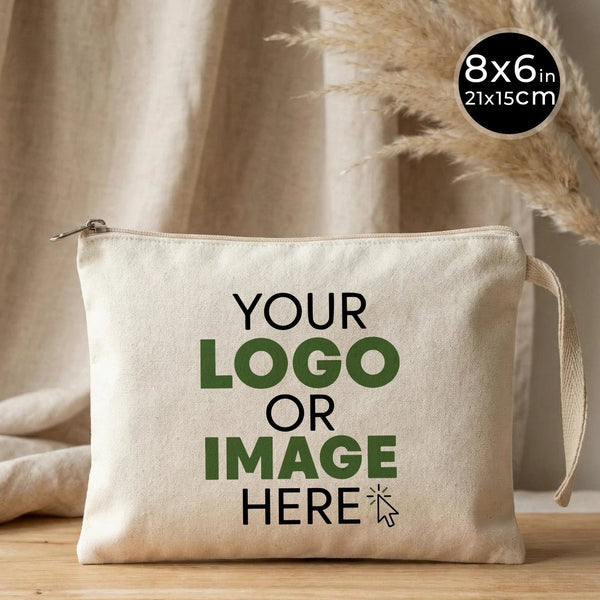 Custom Sublimation Printed Laminated Cotton Clutch Pouch – 8" × 6" (21 ×15 cm) - Pamusan.com