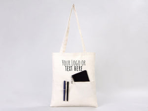 Custom Tote Bag 14"W x 16"H – Wholesale Cotton Shopping Bag with Logo Print - Pamusan.com