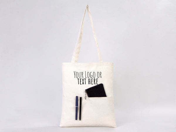 Custom Tote Bag 14"W x 16"H – Wholesale Cotton Shopping Bag with Logo Print - Pamusan.com
