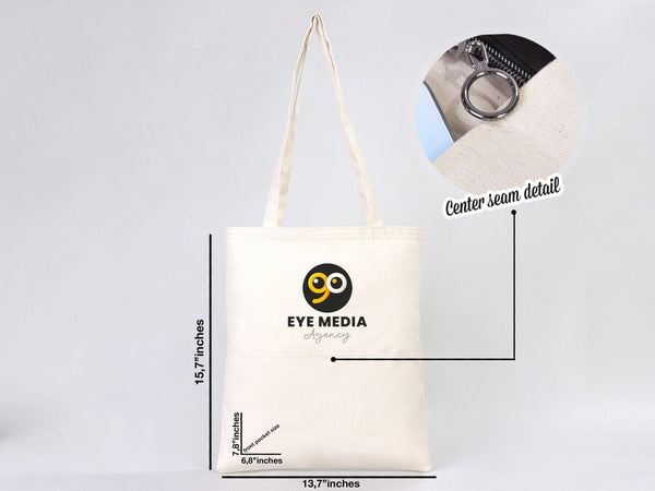 Custom Tote Bag 14"W x 16"H – Wholesale Cotton Shopping Bag with Logo Print - Pamusan.com