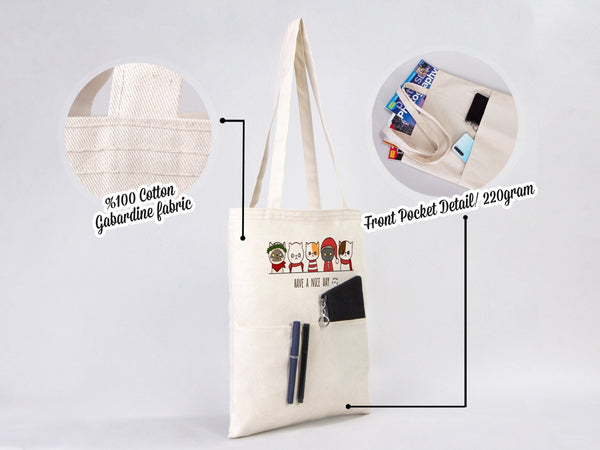 Custom Tote Bag 14"W x 16"H – Wholesale Cotton Shopping Bag with Logo Print - Pamusan.com