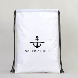 Custom Waterproof Drawstring Backpack – White, Large 13×18 in (32×45 cm) - Pamusan.com