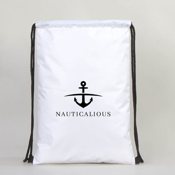 Custom Waterproof Drawstring Backpack – White, Large 13×18 in (32×45 cm) - Pamusan.com