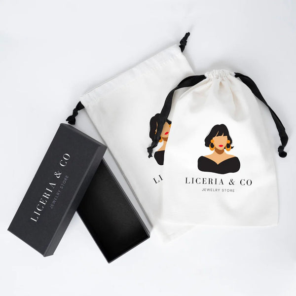 Custom White Canvas Drawstring Bag – Black Cord - 8" × 12" (20 × 30 cm) - Pamusan.com