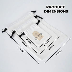 Custom White Canvas Drawstring Bag – Black Cord - 8" × 12" (20 × 30 cm) - Pamusan.com