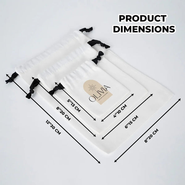 Custom White Canvas Drawstring Bag – Black Cord - 8" × 12" (20 × 30 cm) - Pamusan.com