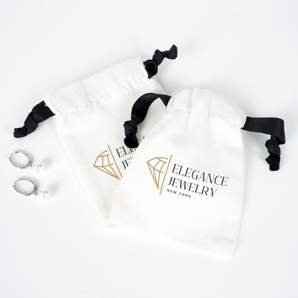 Custom White Cotton Sock Gift Bag – Black Drawstring - 4" x 5" (10×13 cm) - Pamusan.com