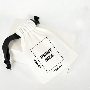 Custom White Cotton Sock Gift Bag – Black Drawstring - 4" x 5" (10×13 cm) - Pamusan.com