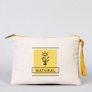 Custom Yellow Zippered Clutch Bag – 8"x 6" Cotton Pouch - Pamusan.com