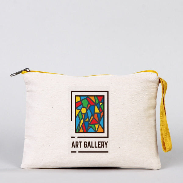 Custom Yellow Zippered Clutch Bag – 8"x 6" Cotton Pouch - Pamusan.com