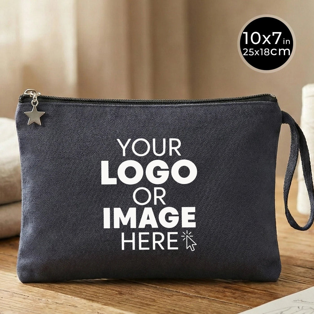Custom Zippered Clutch Bag – Anthracite – 10" × 7" (25 × 18 cm) - 10 oz - Pamusan.com