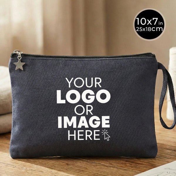 Custom Zippered Clutch Bag – Anthracite – 10" × 7" (25 × 18 cm) - 10 oz - Pamusan.com