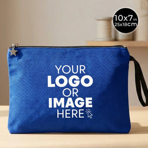 Custom Zippered Clutch Bag – Blue – 10" × 7" (25 × 18 cm) - 10 oz - Pamusan.com