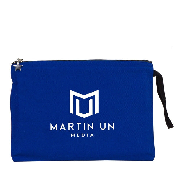 Custom Zippered Clutch Bag – Blue – 10" × 7" (25 × 18 cm) - 10 oz - Pamusan.com