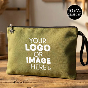 Custom Zippered Clutch Bag – Green – 10" × 7" (25 × 18 cm) - 10 oz - Pamusan.com