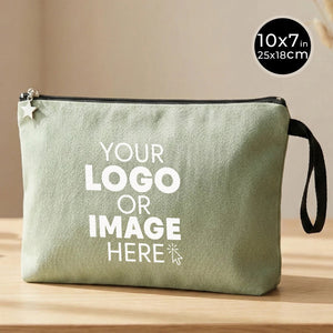 Custom Zippered Clutch Bag – Green – 10" × 7" (25 × 18 cm) - 10 oz - Pamusan.com
