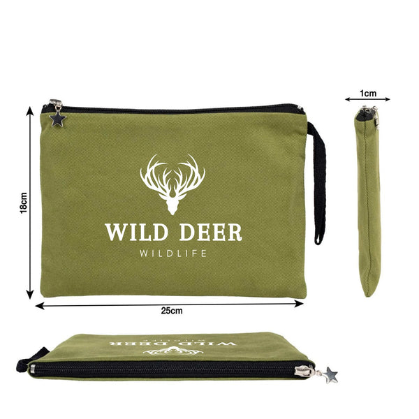 Custom Zippered Clutch Bag – Green – 10" × 7" (25 × 18 cm) - 10 oz - Pamusan.com