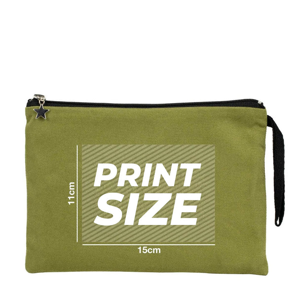 Custom Zippered Clutch Bag – Green – 10" × 7" (25 × 18 cm) - 10 oz - Pamusan.com