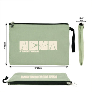 Custom Zippered Clutch Bag – Green – 10" × 7" (25 × 18 cm) - 10 oz - Pamusan.com