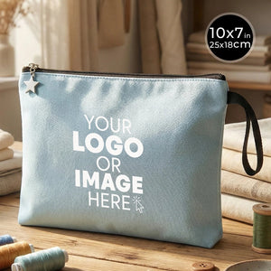 Custom Zippered Clutch Bag – Light Blue – 10" × 7" (25 × 18 cm) - 10 oz - Pamusan.com