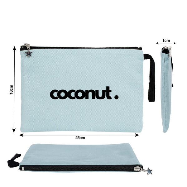 Custom Zippered Clutch Bag – Light Blue – 10" × 7" (25 × 18 cm) - 10 oz - Pamusan.com