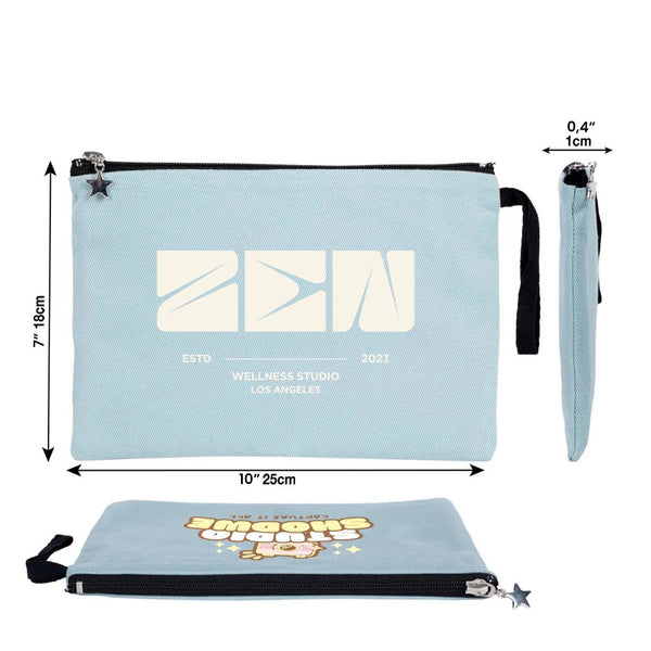 Custom Zippered Clutch Bag – Light Blue – 10" × 7" (25 × 18 cm) - 10 oz - Pamusan.com