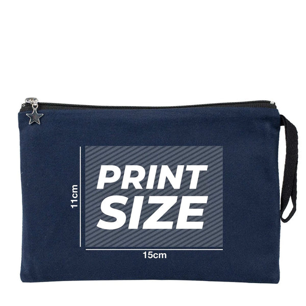 Custom Zippered Clutch Bag – Navy Blue – 10" × 7" (25 × 18 cm) - 10 oz - Pamusan.com