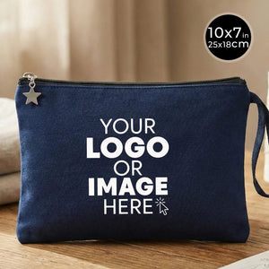 Custom Zippered Clutch Bag – Navy Blue – 10" × 7" (25 × 18 cm) - 10 oz - Pamusan.com