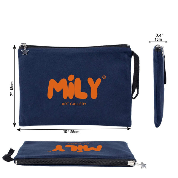 Custom Zippered Clutch Bag – Navy Blue – 10" × 7" (25 × 18 cm) - 10 oz - Pamusan.com