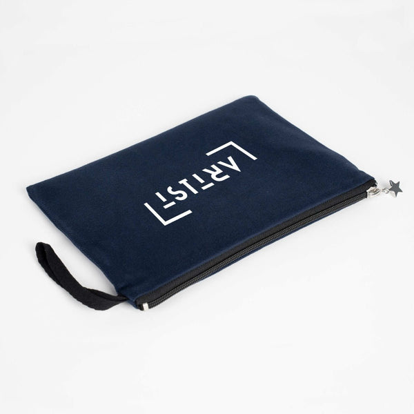 Custom Zippered Clutch Bag – Navy Blue – 10" × 7" (25 × 18 cm) - 10 oz - Pamusan.com