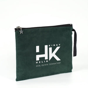 Custom Zippered Clutch Bag – Pine Green – 10" × 7" (25 × 18 cm) - Pamusan.com