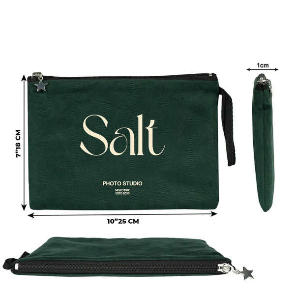 Custom Zippered Clutch Bag – Pine Green – 10" × 7" (25 × 18 cm) - Pamusan.com