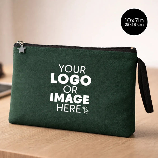 Custom Zippered Clutch Bag – Pine Green – 10" × 7" (25 × 18 cm) - Pamusan.com