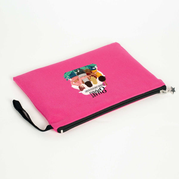 Custom Zippered Clutch Bag – Pink – 10" × 7" (25 × 18 cm) - 10 oz - Pamusan.com
