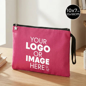 Custom Zippered Clutch Bag – Pink – 10" × 7" (25 × 18 cm) - 10 oz - Pamusan.com