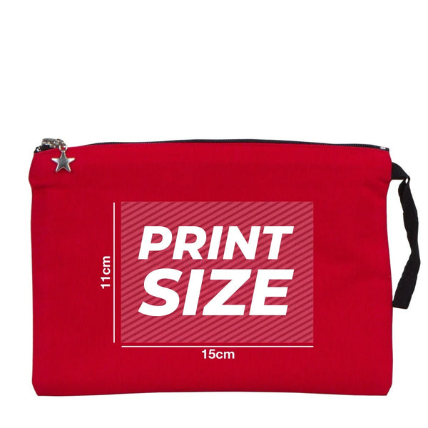 Custom Zippered Clutch Bag – Red – 10" × 7" (25 × 18 cm) - 10 oz - Pamusan.com