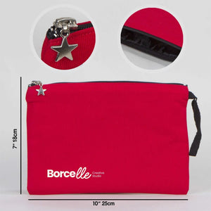 Custom Zippered Clutch Bag – Red – 10" × 7" (25 × 18 cm) - 10 oz - Pamusan.com